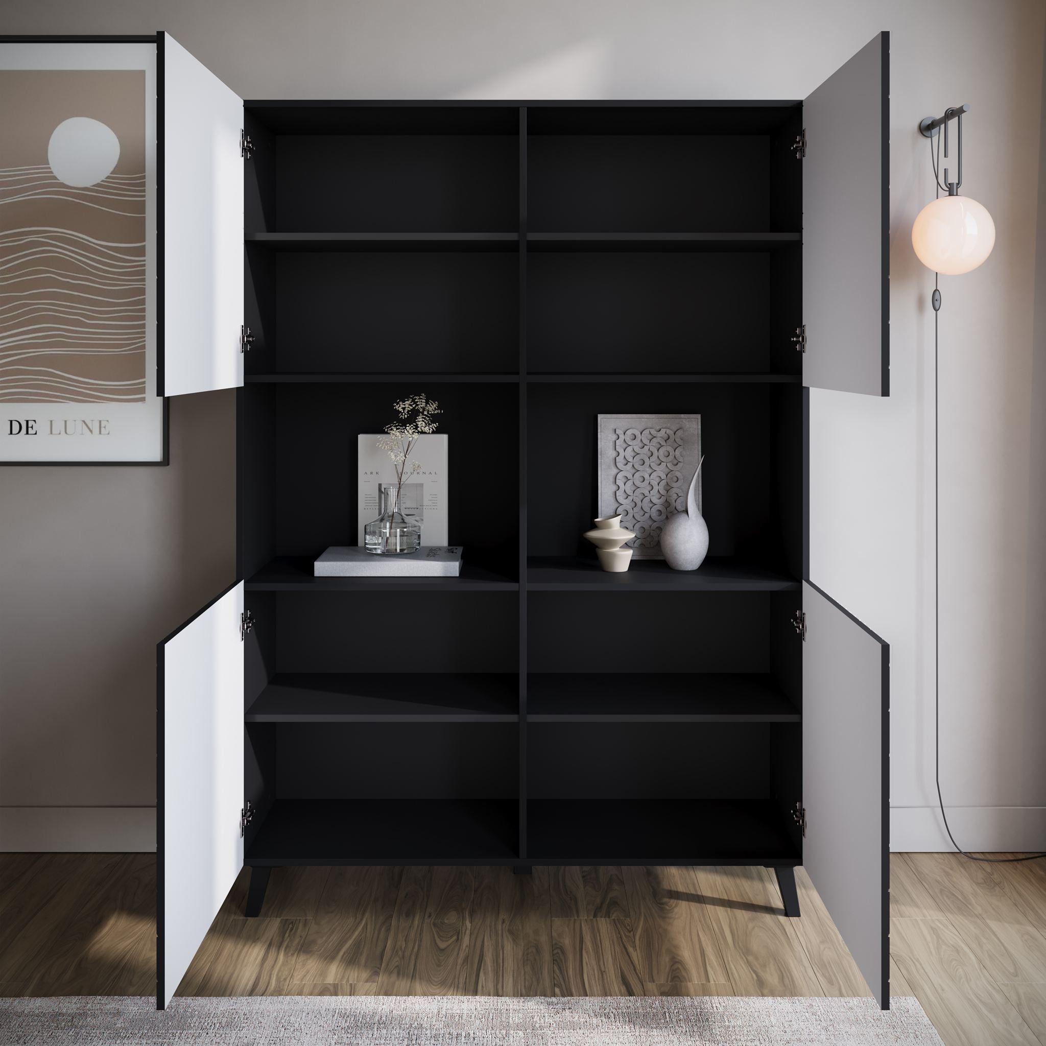 Meubella - Dressoir Pulse 2 - Zwart - 120 cm