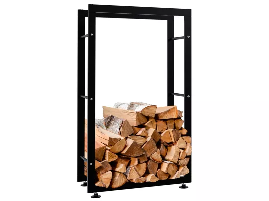 Etagère bois de cheminée - Métal - 60 x 25 x 100cm - Noir - Keri V2