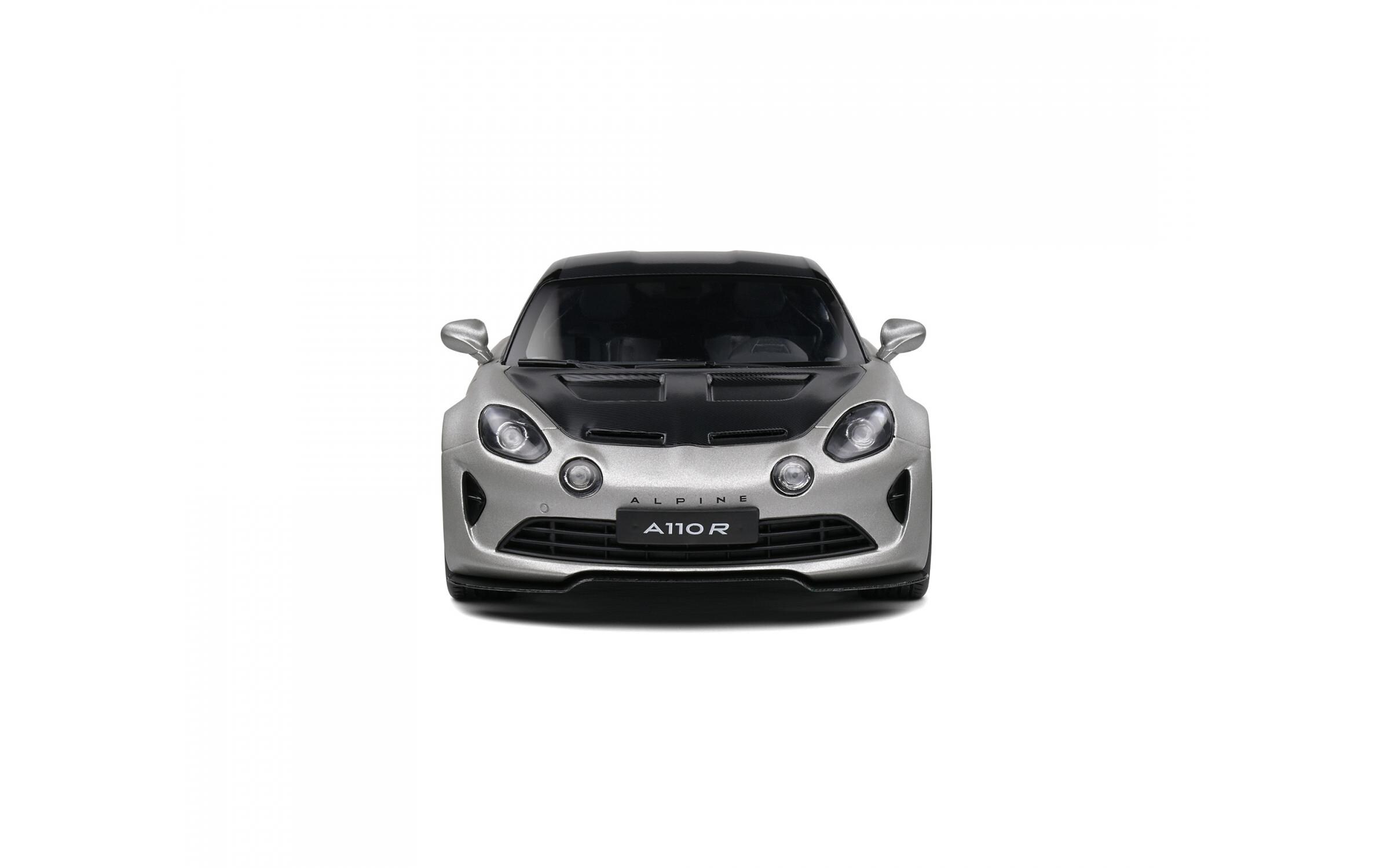 Sportwagen Alpine A110 Radicale Silber / Schwarz, 1:18Detailgetreues Modellauto für Sammler im Massstab 1:18