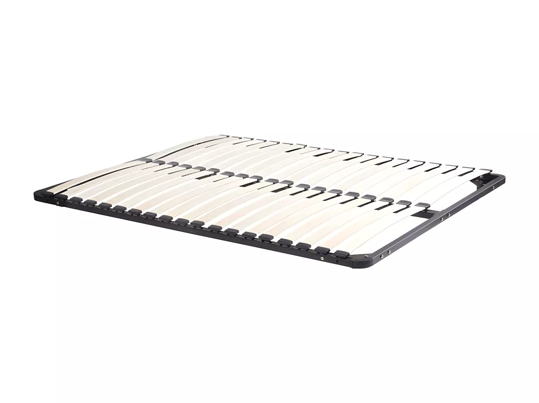 Lit avec tête de lit rangements et tiroirs - 180 x 200 cm - Coloris : Naturel et anthracite + Sommier + Matelas - LEANDRE