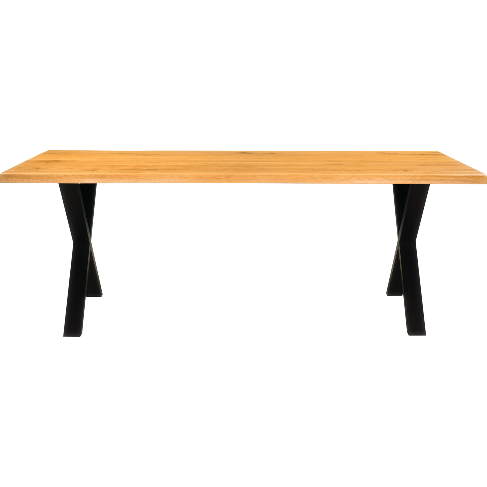 Tisch Flims Eiche massiv, Baumkante, X-Fuss