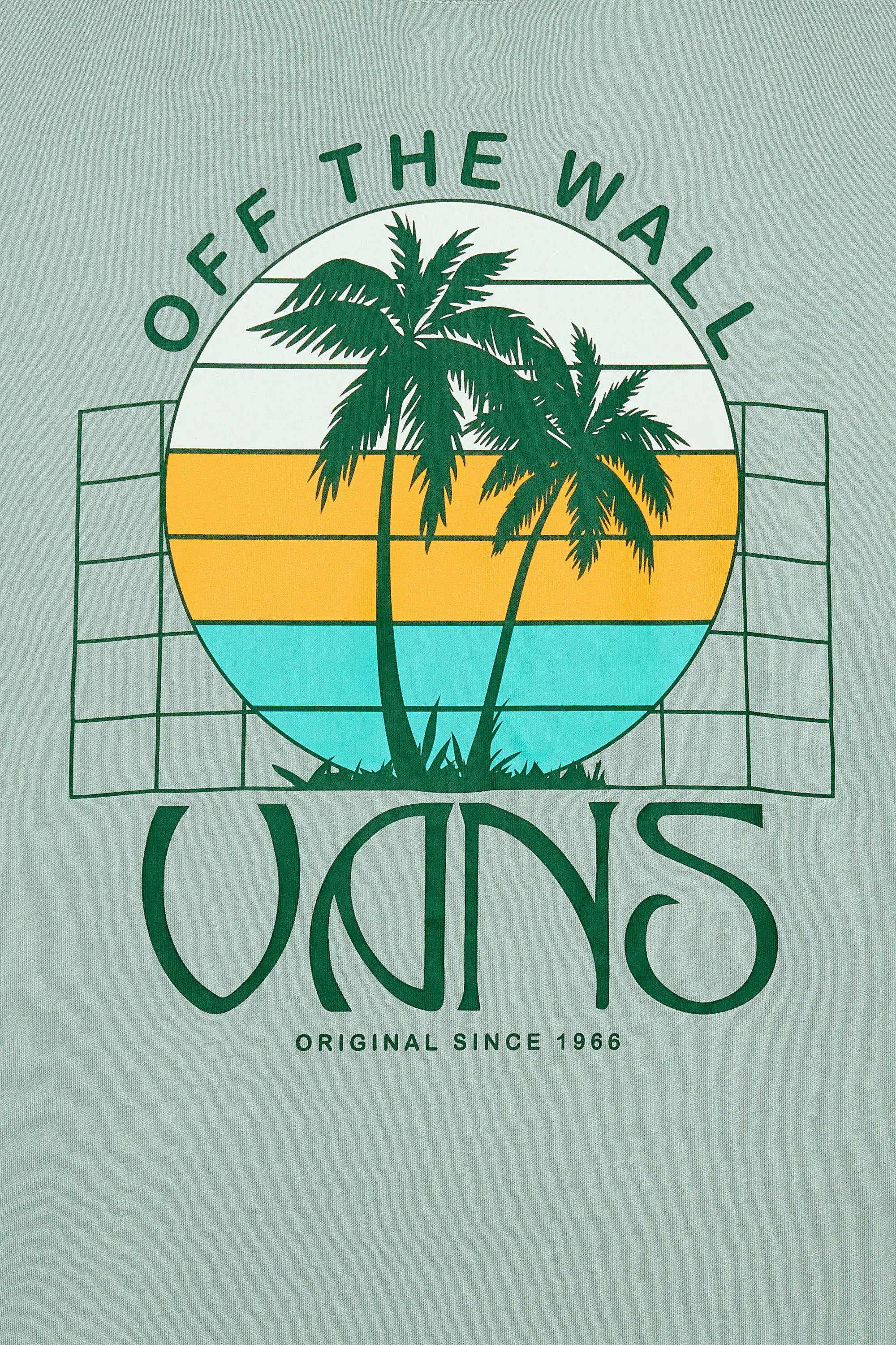 VANS T-shirt SUNSET DUAL PALM VINTAGE SS Vert