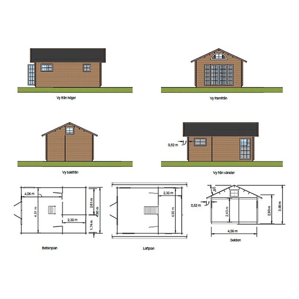 HYTTE JM STUGOR MÅRTEN TRETYKKELSE 90MM 25M²