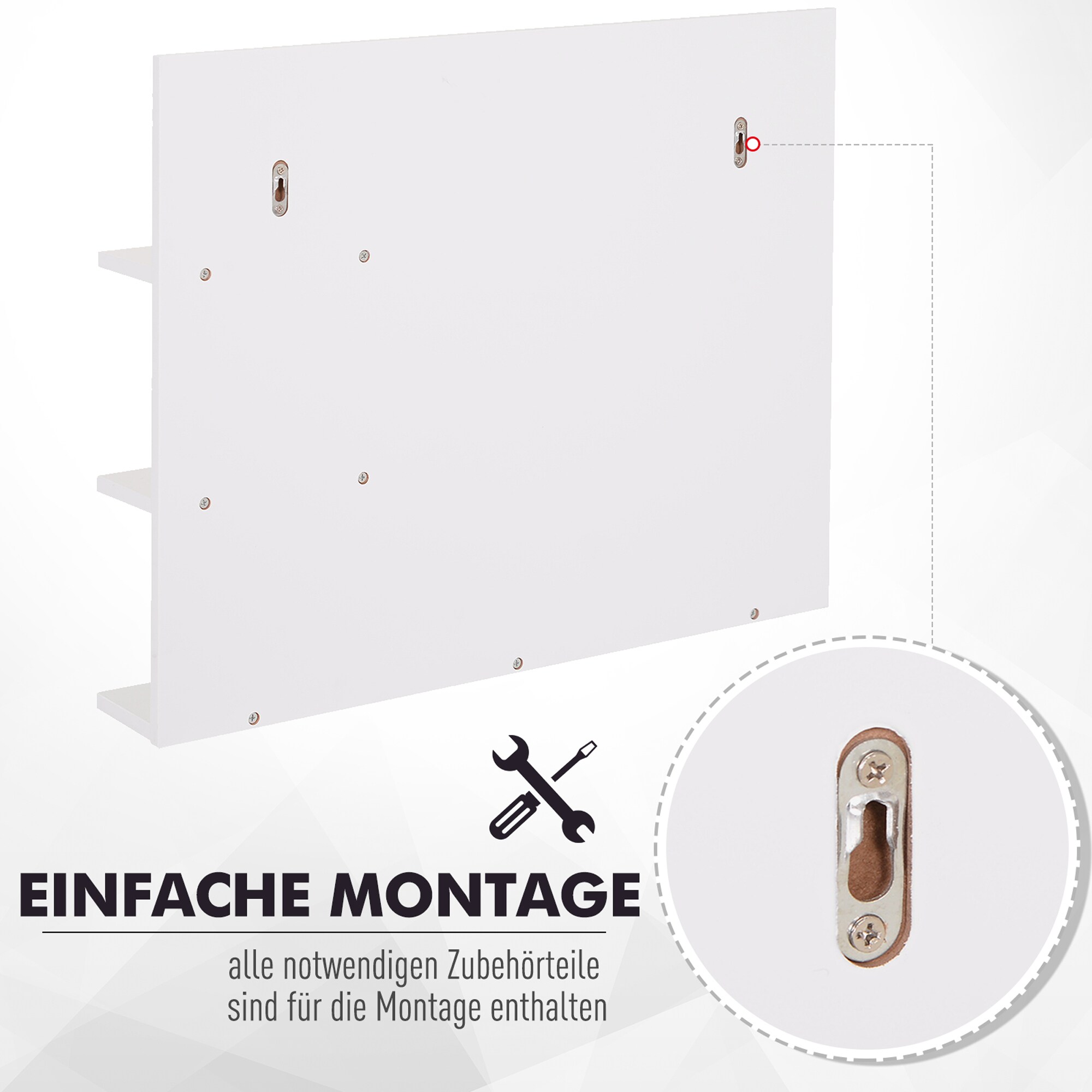 kleankin Badspiegel mit 3 Ablagen weiß 60 x 10 x 48 cm (BxTxH)