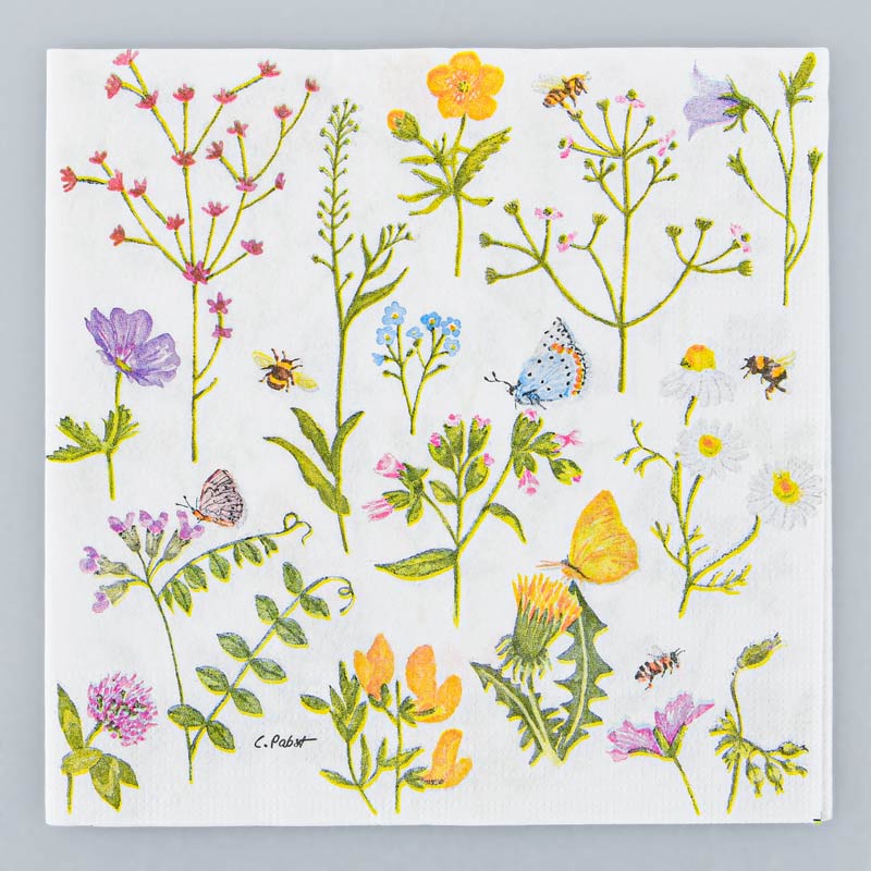 Lot de 20 serviettes fleurs bleuets