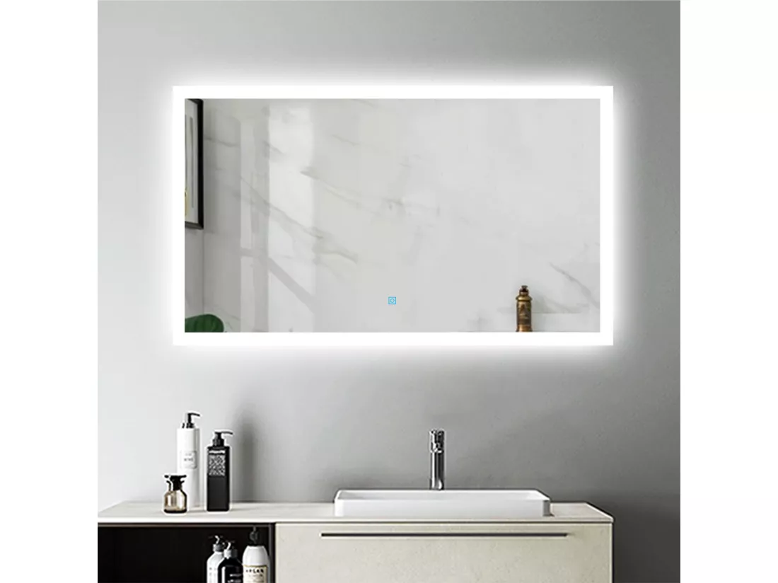 Miroir Lumineux LED Miroir de Salle de Bain Anti-buée Vertical/Horizontal 100 * 60cm Aica