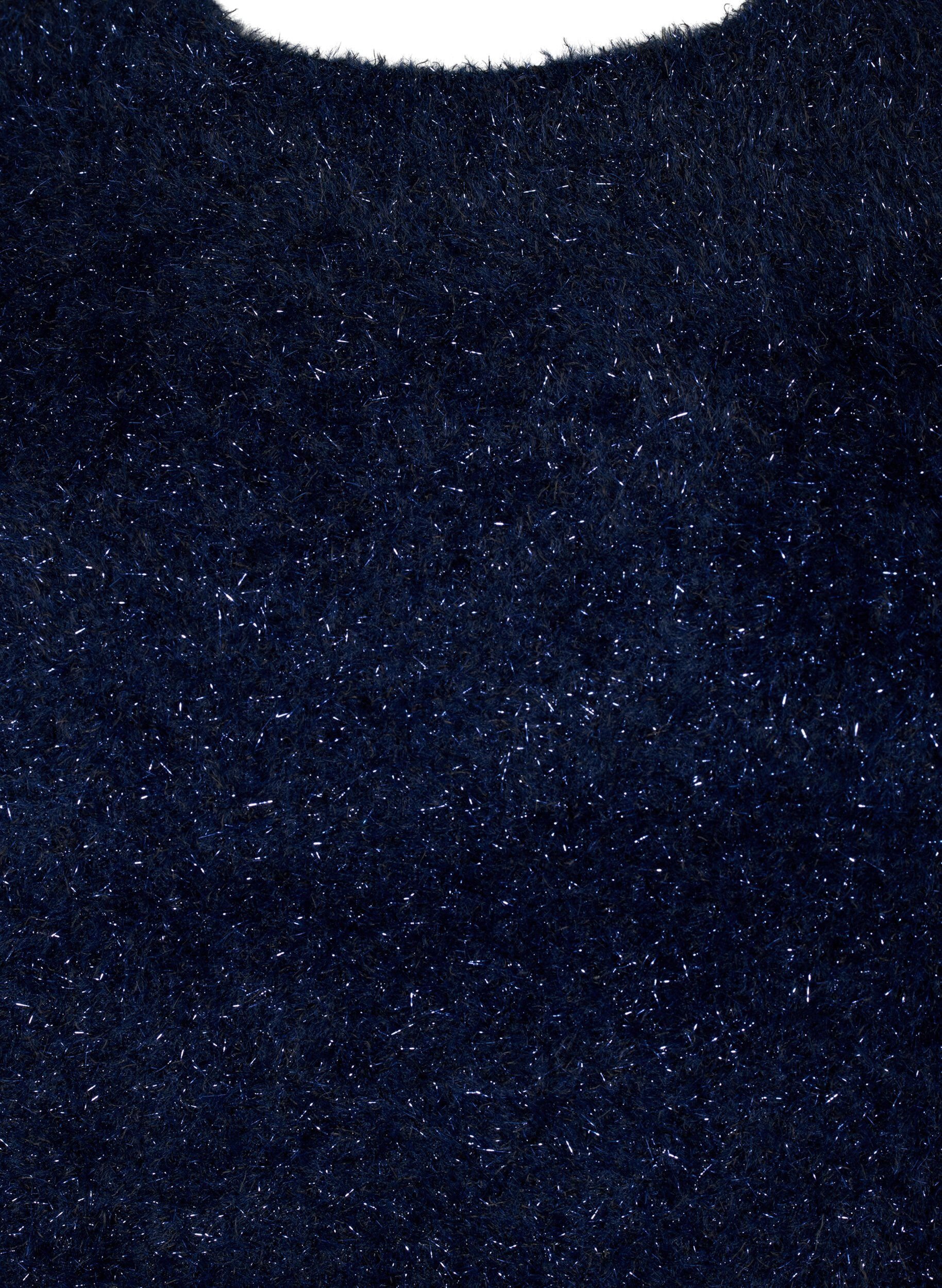 Strikbluse med glittertråd