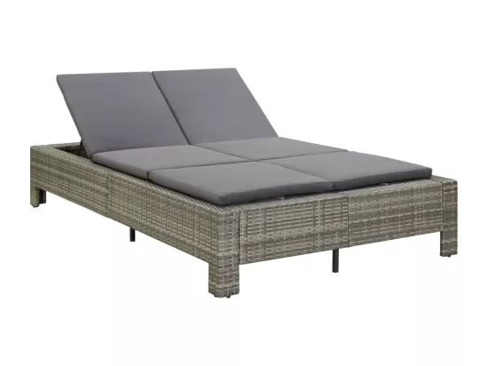 Transat à 2 places avec coussin Gris Résine tressée