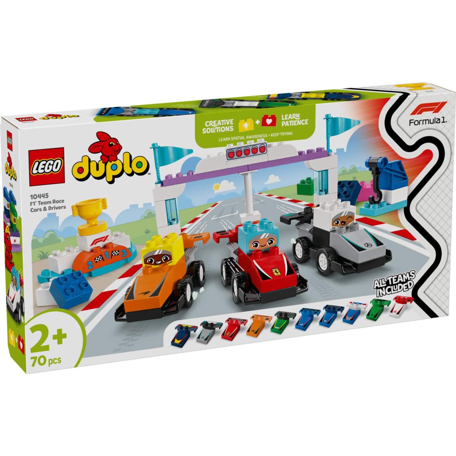 LEGO® DUPLO 10445 Town F1 Team Rennautos mit Rennfahrern ab 2 Jahren