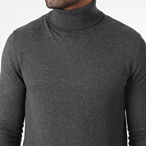 Pull Col Roulé Emil Vert Gris Anthracite Chiné