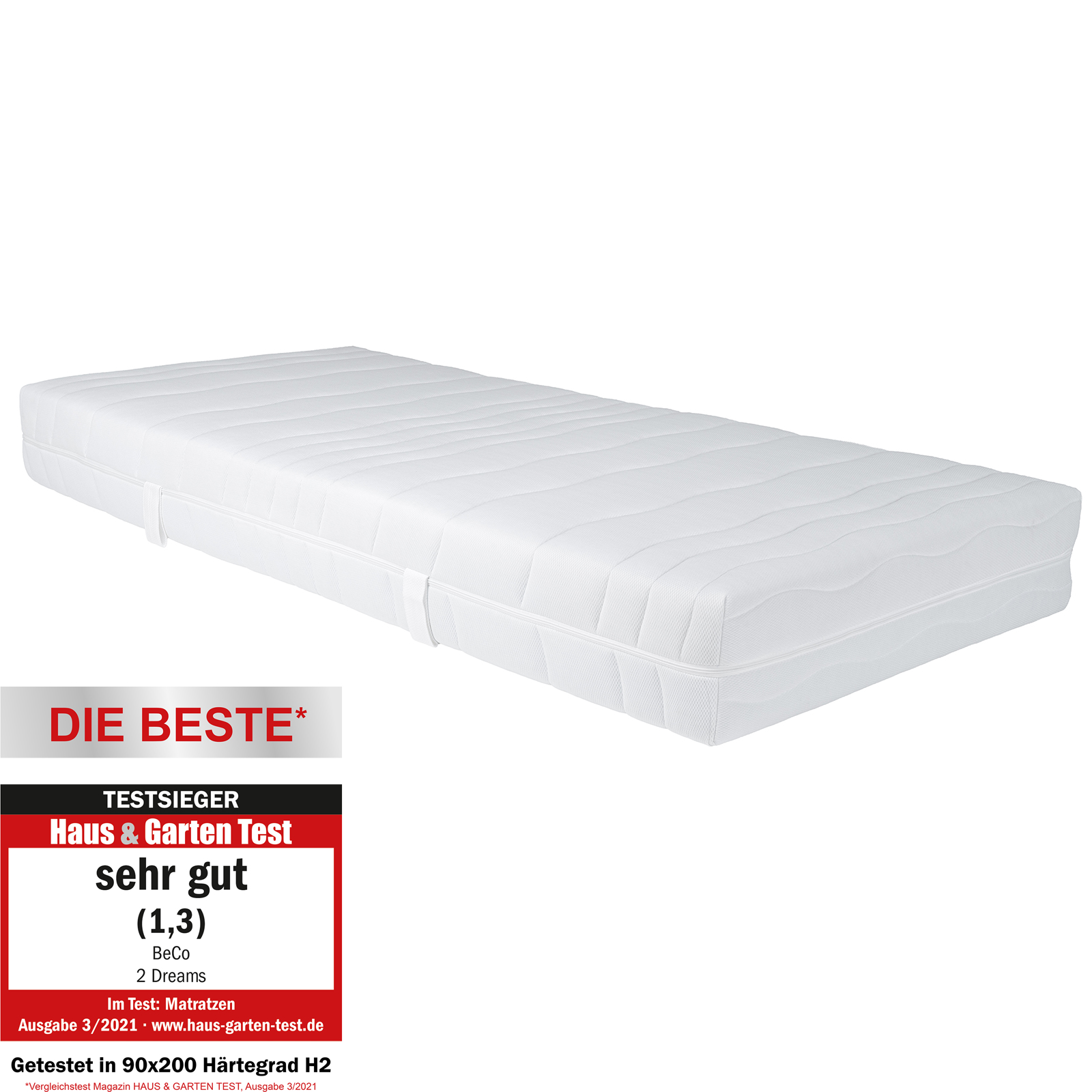 Wende-Komfortschaummatratze 2 DREAMS - H2/H3 - 90x200 cm