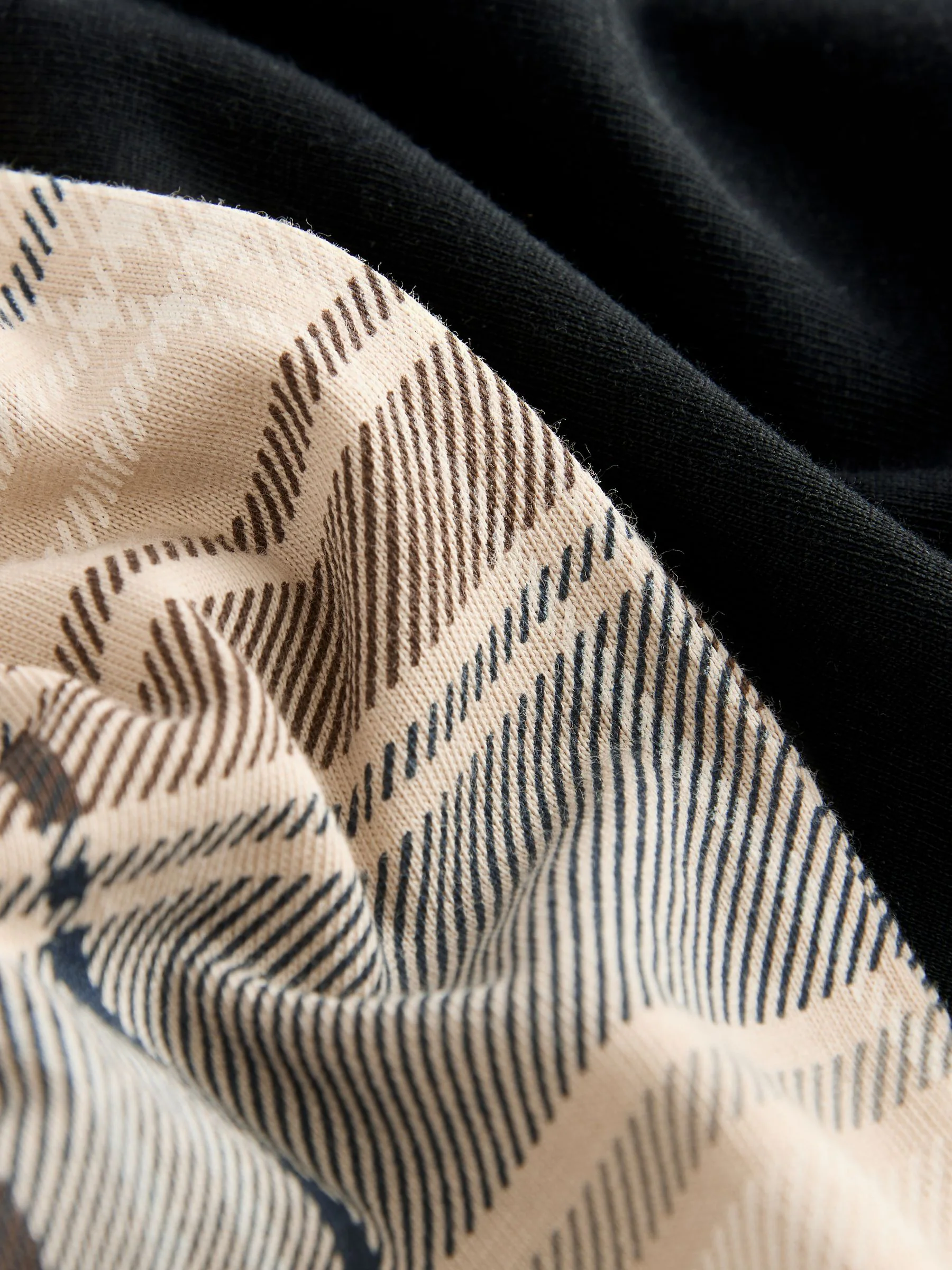 Naturel/zwart geruit - Jersey pyjama met korte mouwen