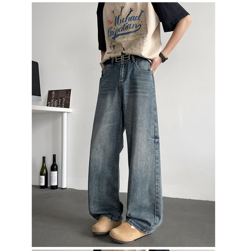 Plummie - Mid Rise Washed Wide Leg Jeans