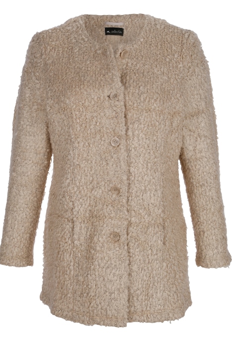 Blazer, figurumspielend, Bouclé, Rundhals, Langarm