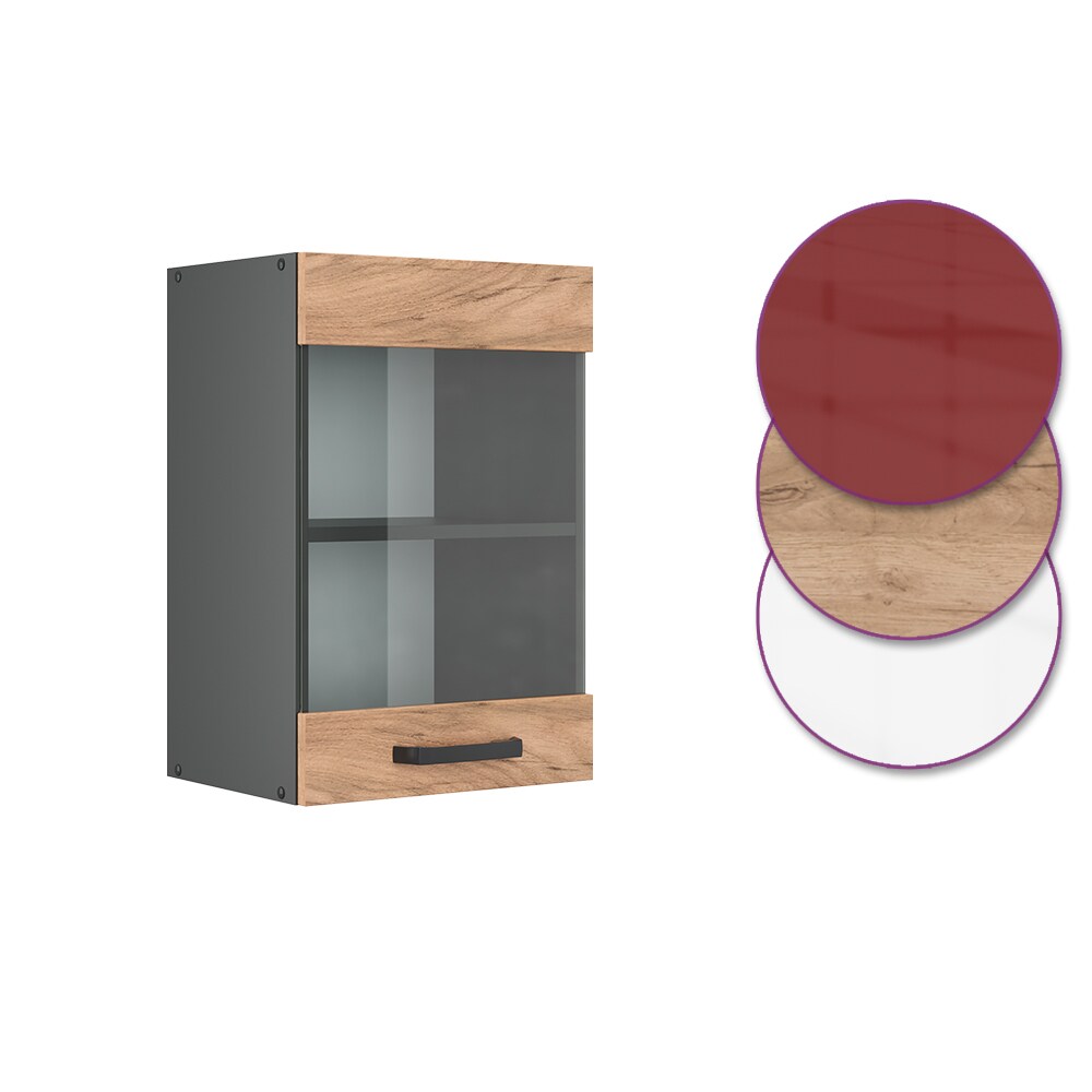 VICCO Küchenschrank Hängeschrank Hängeglasschrank 40 cm R-Line Anthrazit