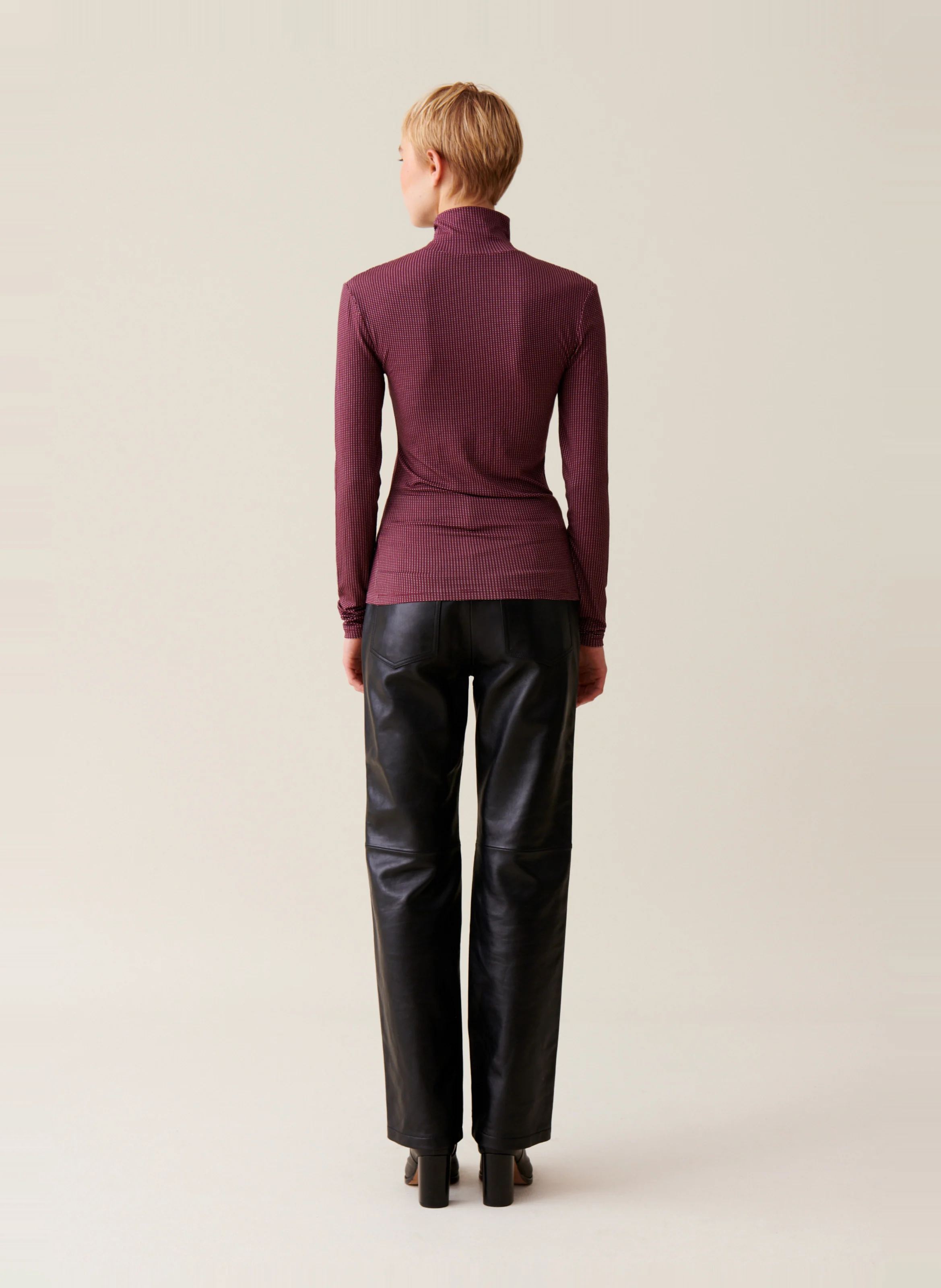 Top col cheminée ajusté | Rose