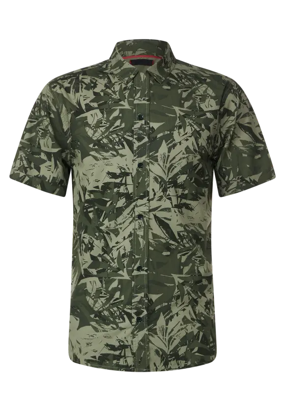 Bedrucktes Resort Hemd - oregano green