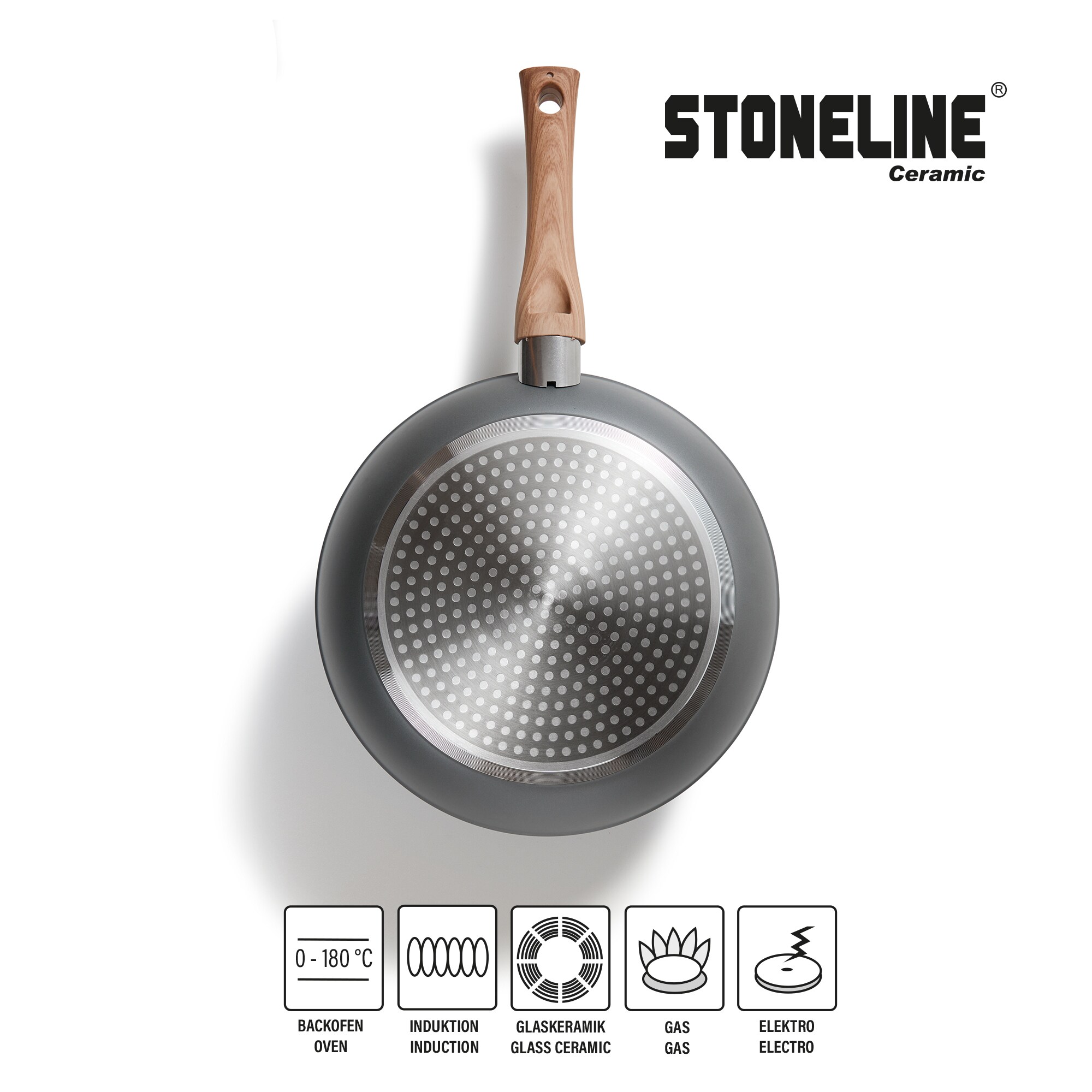 STONELINE® CERAMIC Back to Nature Kochgeschirr-Set, 14-tlg., Keramik-Beschichtung, mit Glasdeckeln