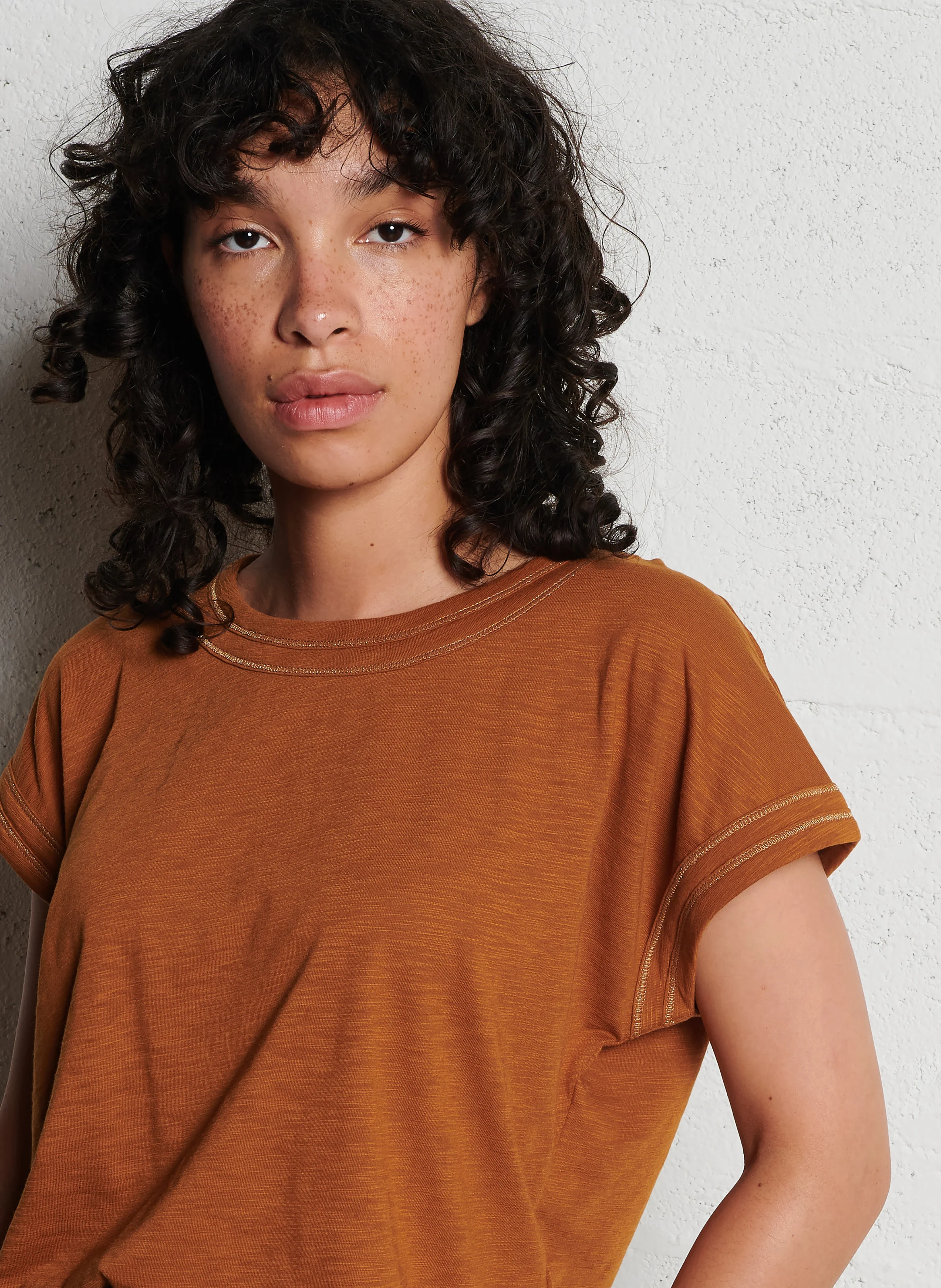 TINA - Tee-shirt en coton mélangé | Beige