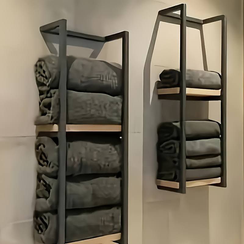 Badregal, Regal für wand, 1 Stück Modernes Wandregal, 2-stöckiger Meta