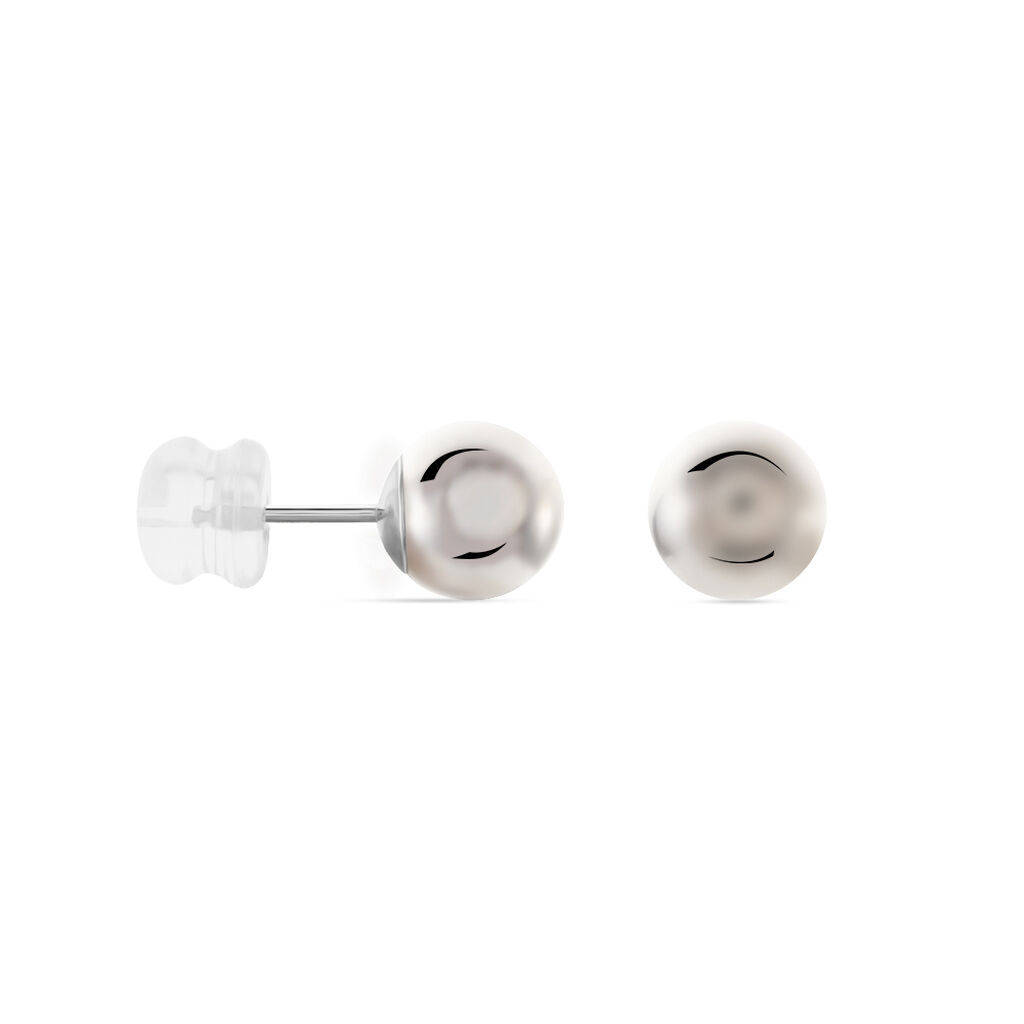 Boucles D'oreilles Puces Fidelia Boule Or Blanc