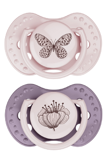 Difrax LOVI Dynamic Pacifier 18  Months Botanic Pink Purple - Fopspeen 2ST