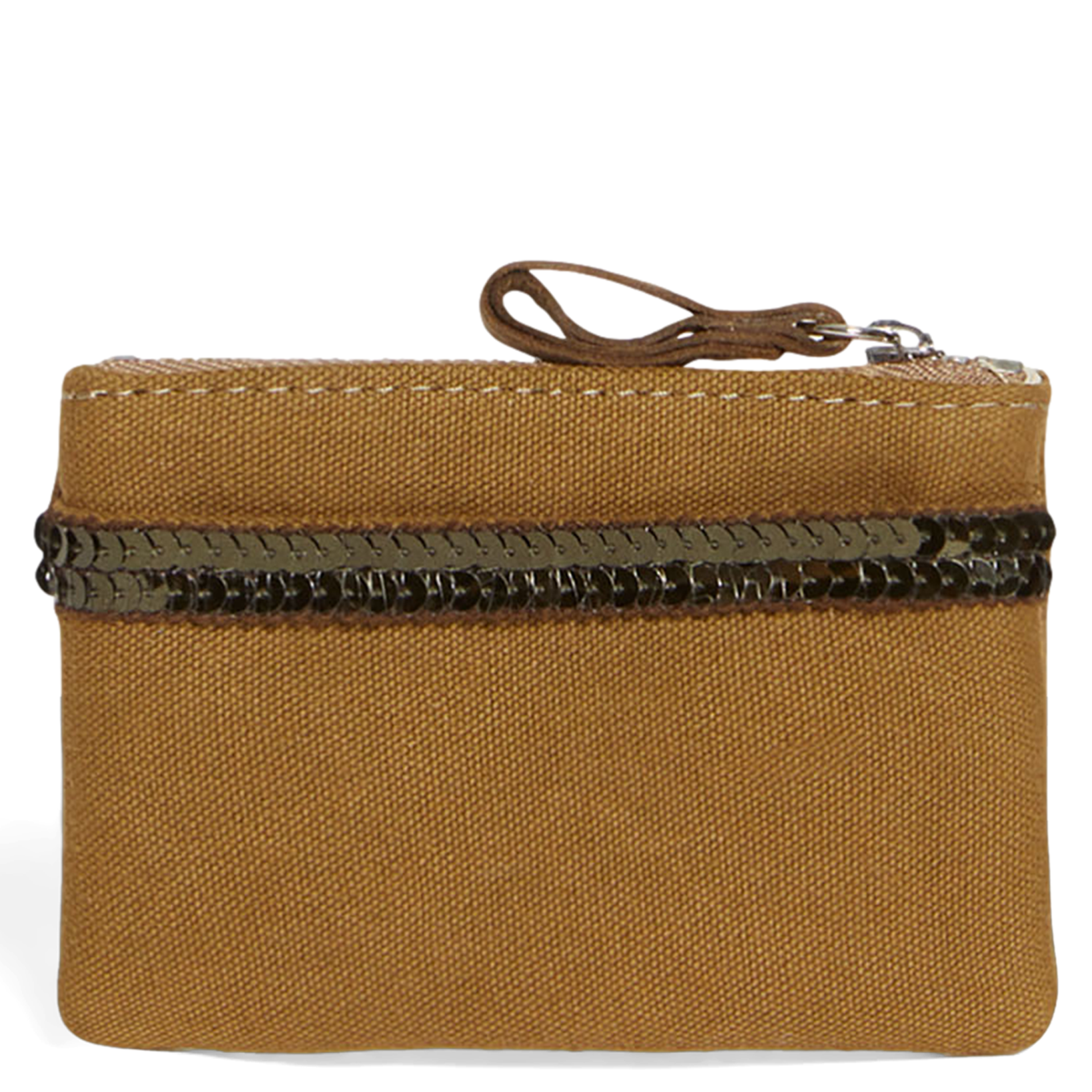 Porte-monnaie à sequins en coton | Marron