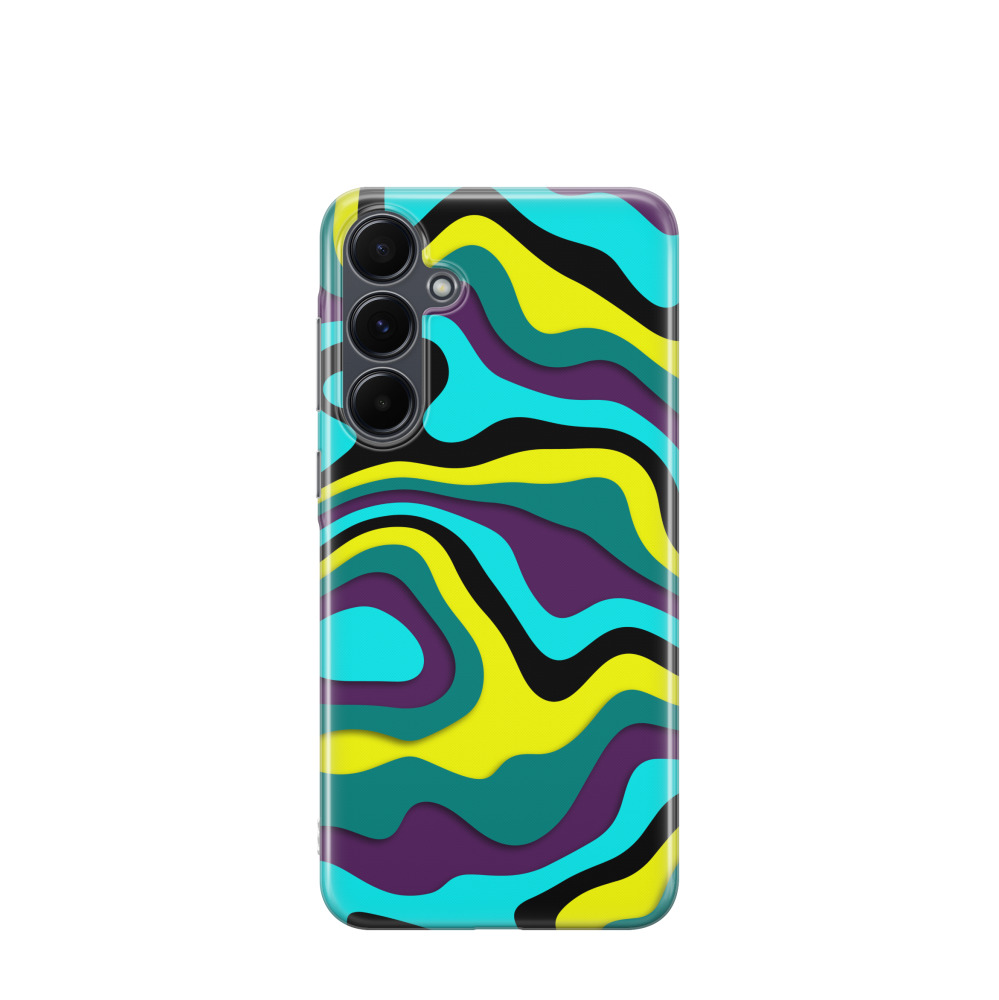 Samsung Galaxy A55 Gummi Hülle Abstrakte Wellen 3 - Türkis