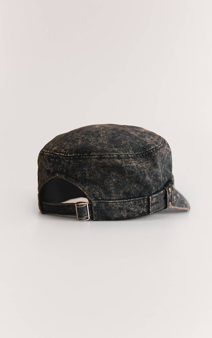 Bleu Casquette Militaire En Denim Délavé
