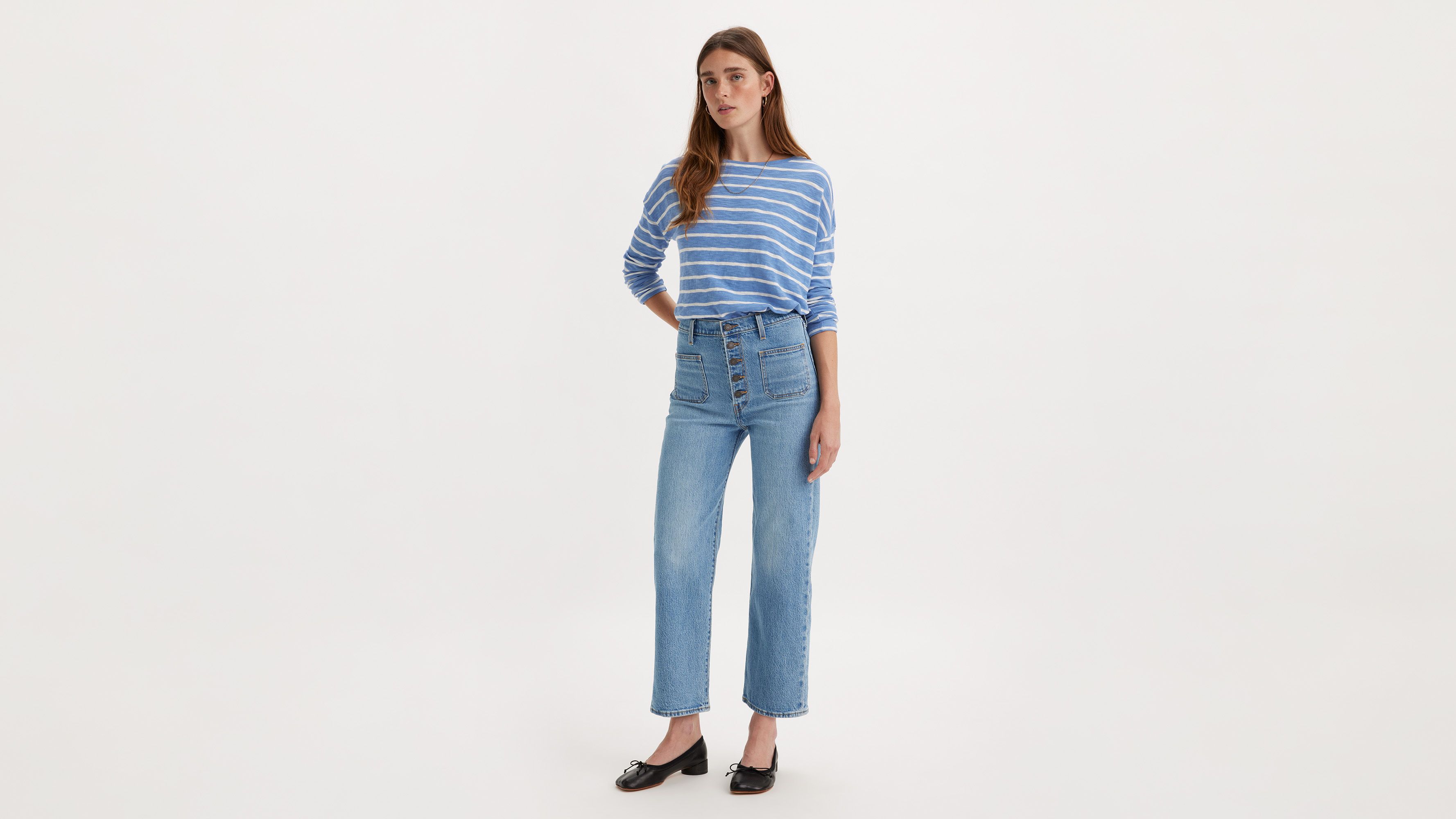 Jean Ribcage poche plaquée Straight - In Patches - Bleu