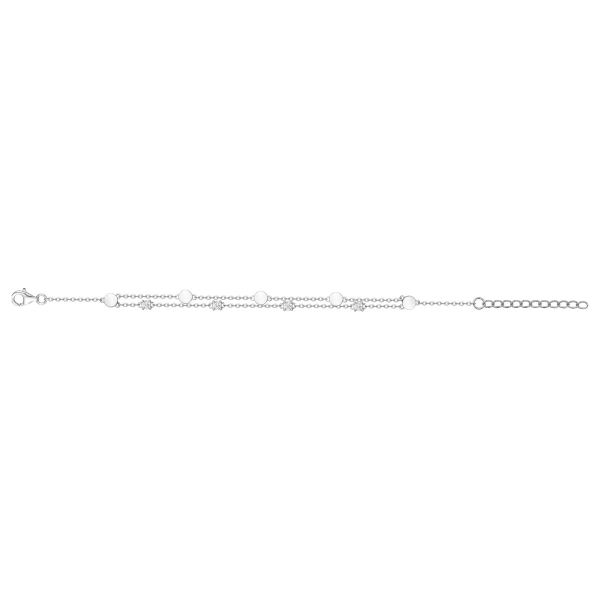 Bracelet souple multi-motifs en Argent avec oxyde de zirconium blanc