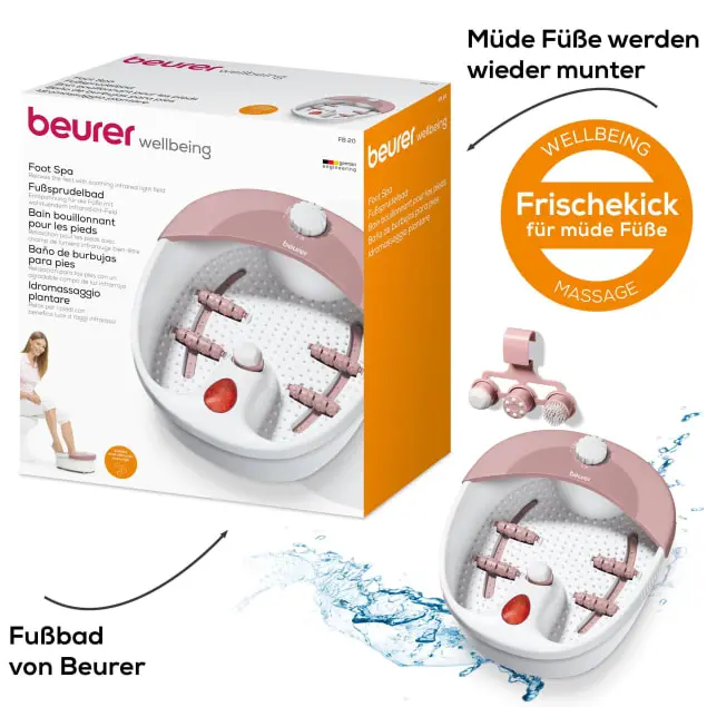 FB 20 Fusssprudelbad Spa Fussbad mit Vibrationsmassage (63605) - Weiss / Rosa