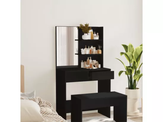 Coiffeuse avec miroir noir 74,5x40x141 cm