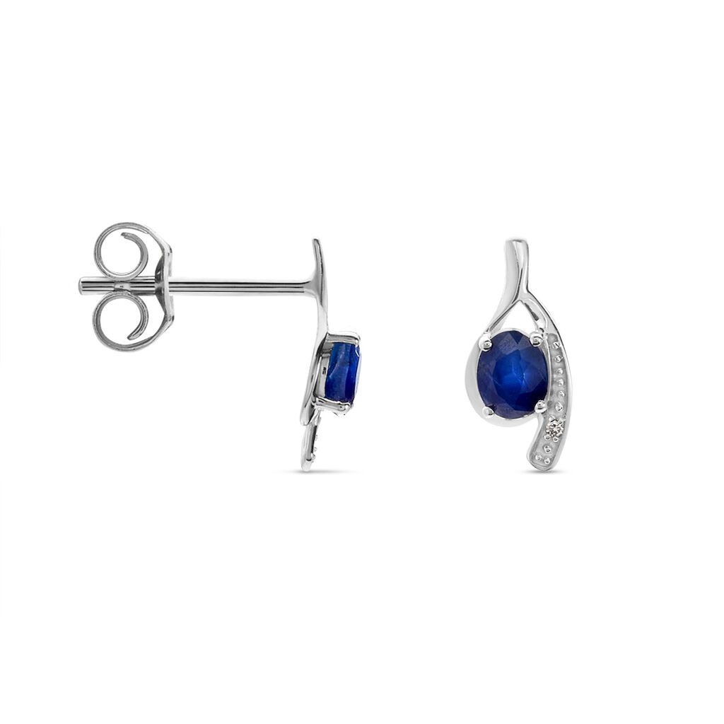 Bijoux D'oreilles Emotion Or Blanc Saphir Diamant