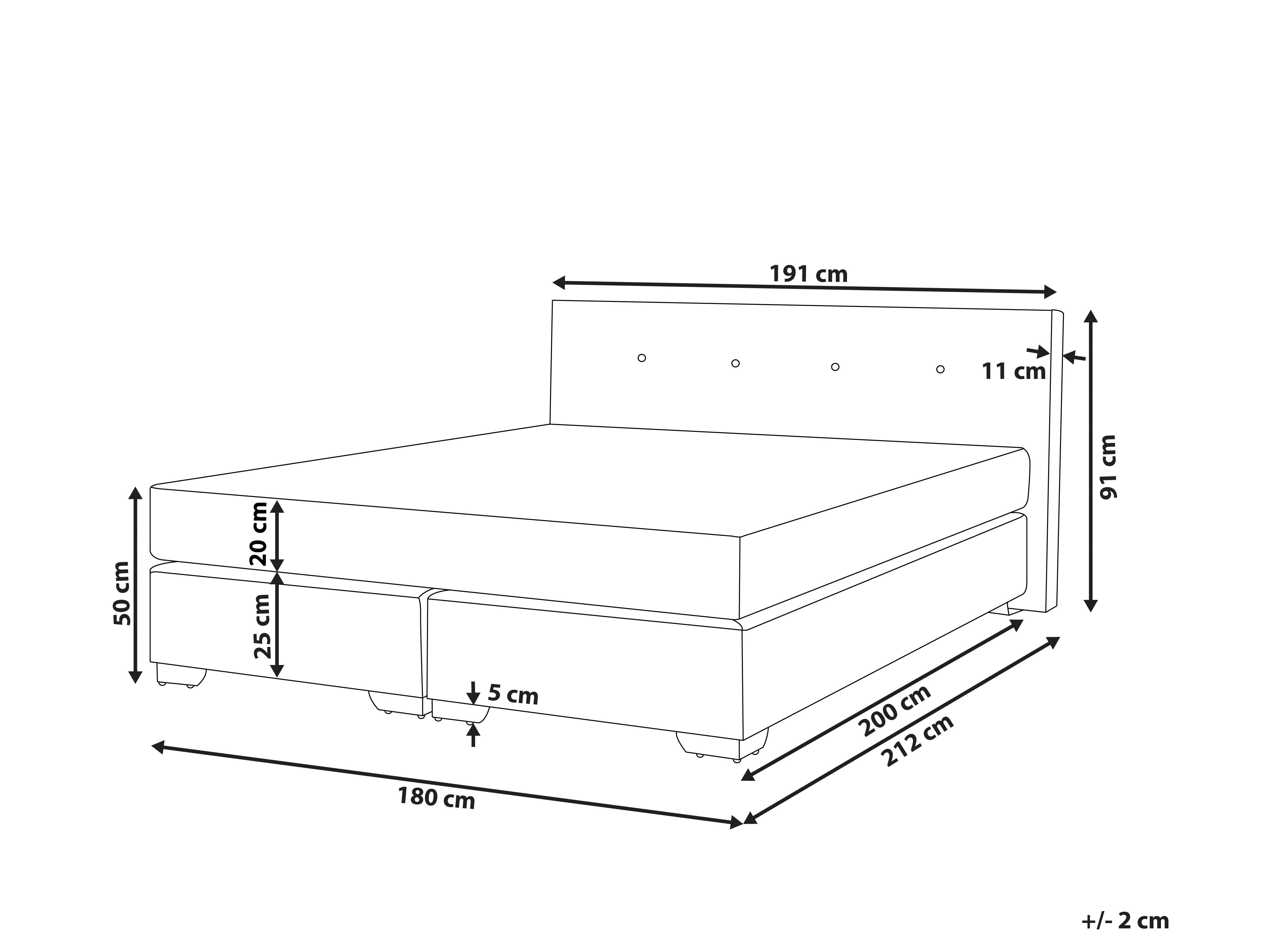 Boxspring Fluweel CONSUL 180 x 200 cm Lichtbeige