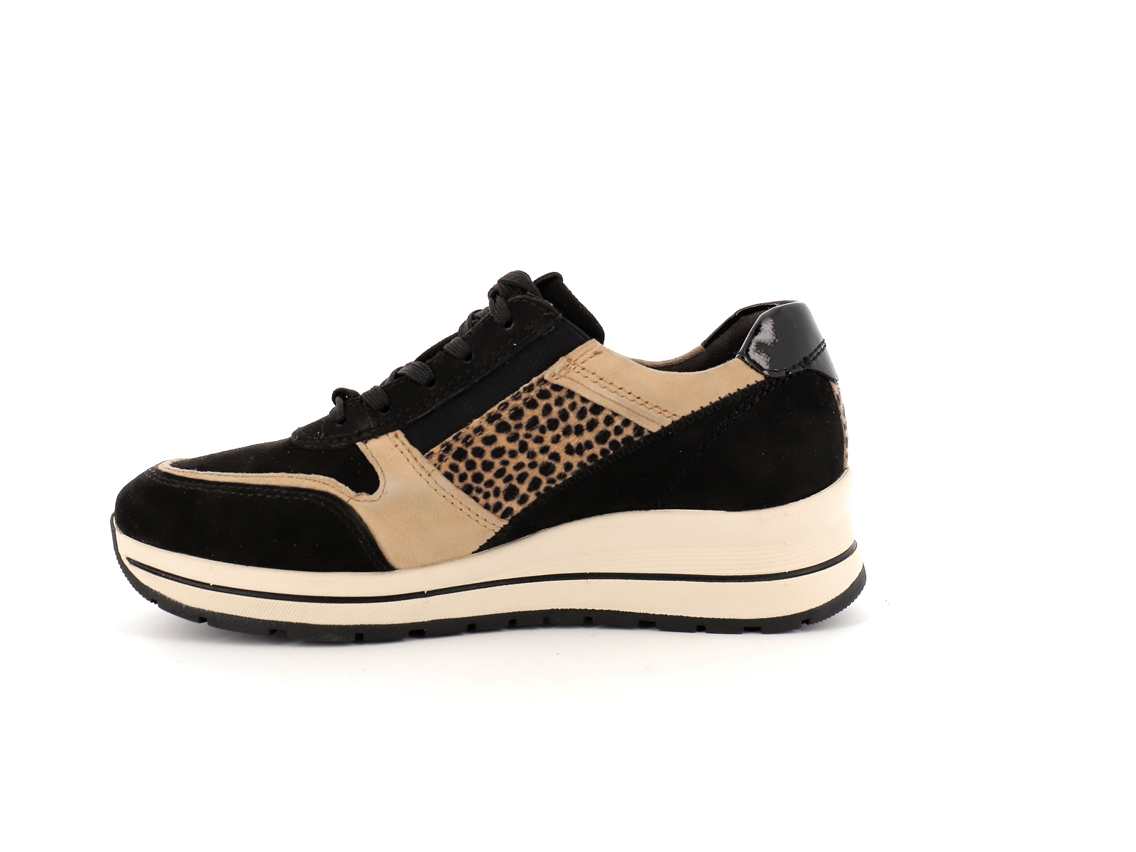 Tamaris-23740 Cuir Noir Champagne