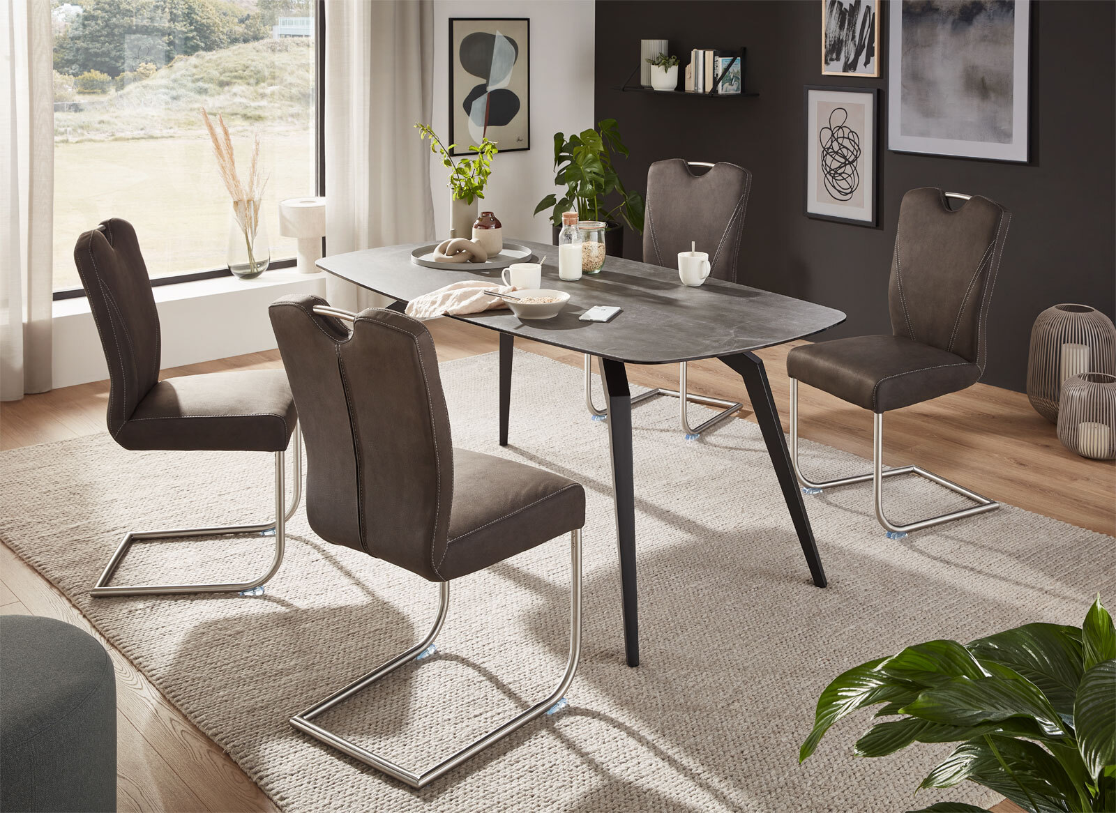 CASAVANTI Esstisch MAILAND 180 x 90 cm grau/schwarz