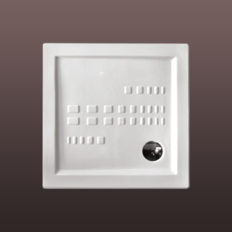 Douchebak 90x90, traditionele, vloergelijkvloerse installatie
