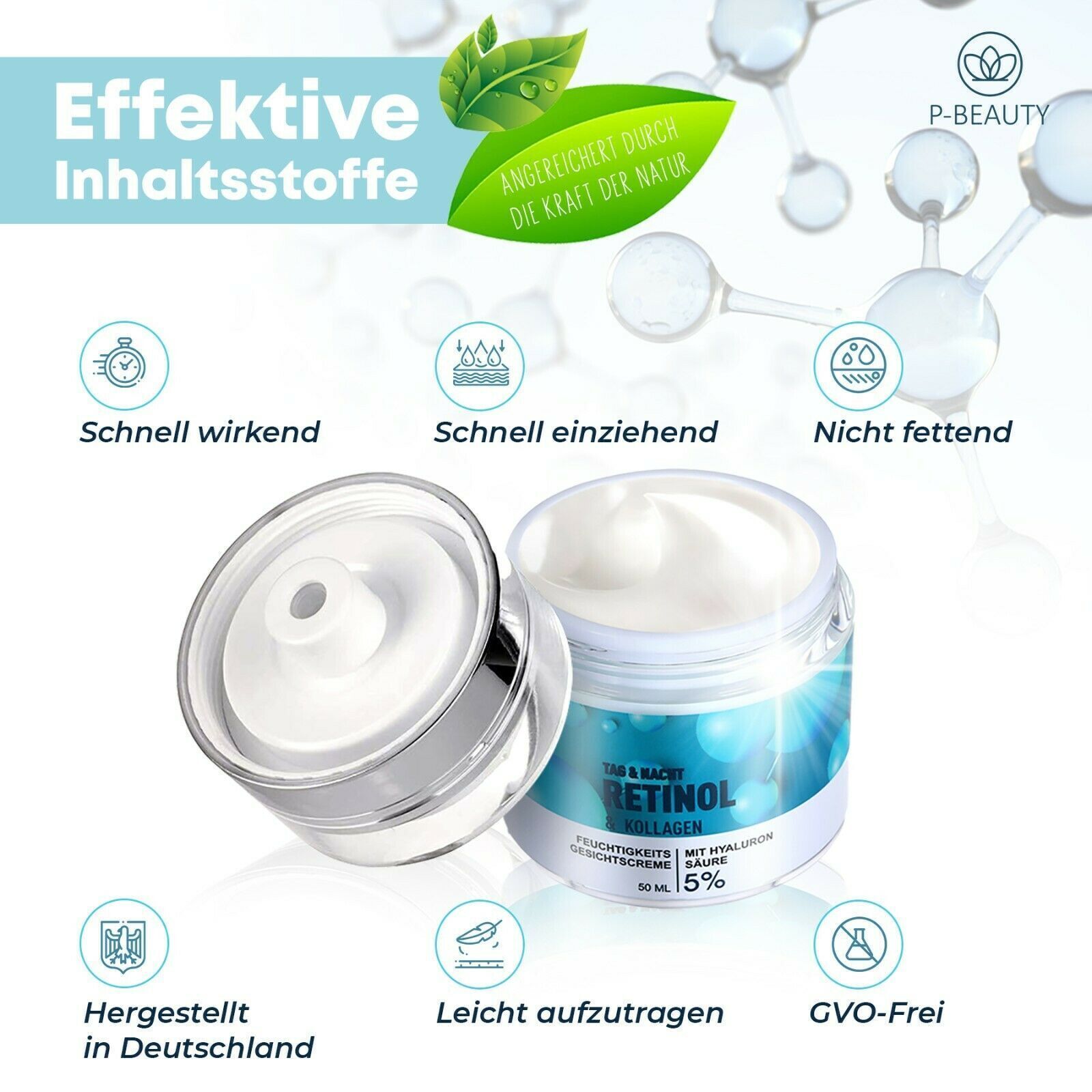P-Beauty Anti-Aging Retinol Creme mit Hyaluronsäure