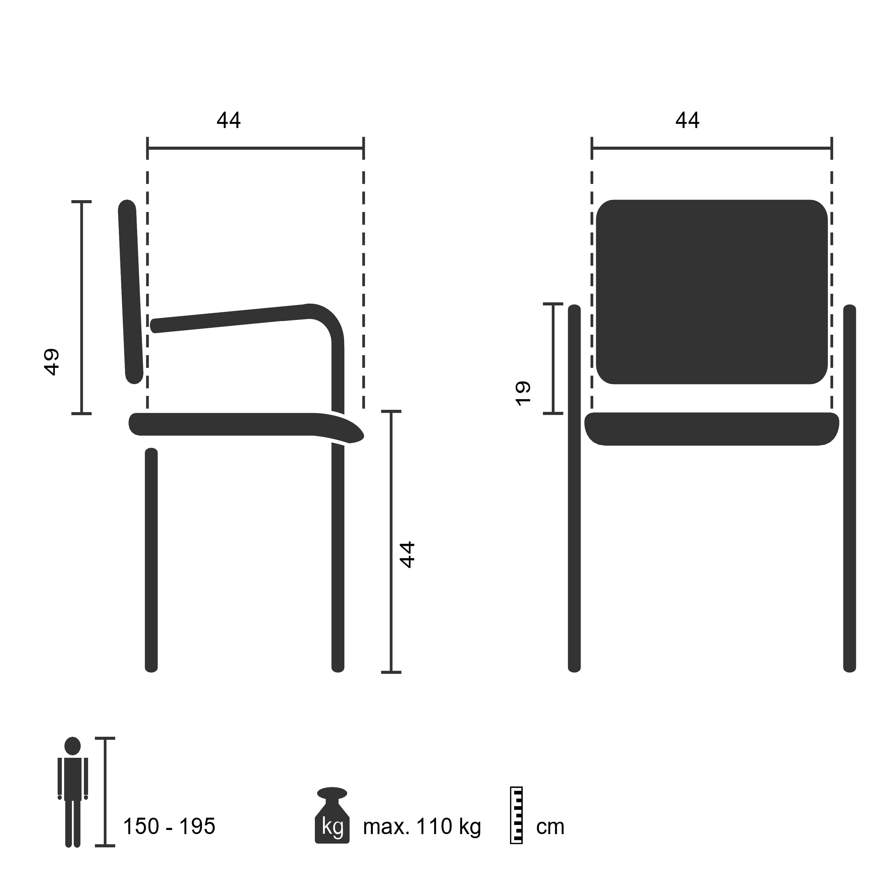 Besucherstuhl Konferenzstuhl BORNE Kunstleder mit Armlehnen hjh OFFICE