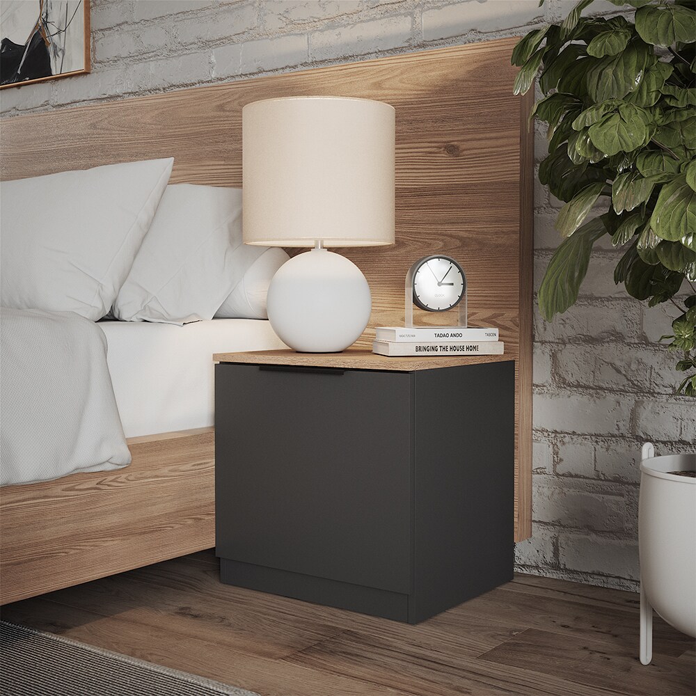 Vicco Nachttisch Betti, 50 x 50 cm, Anthrazit Sonoma mit 1 Klappe, Schlafzimmer