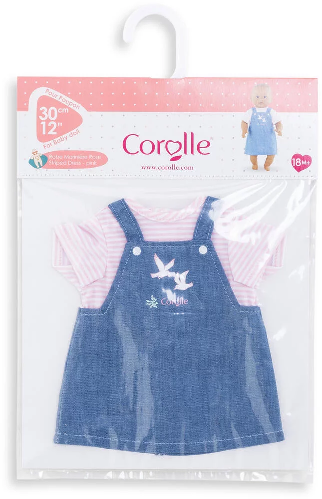 BB30 - ROBE MARINIERE BORDS DE LOIRE - VETEMENT POUR POUPON 30CM - COROLLE VETEMENTS