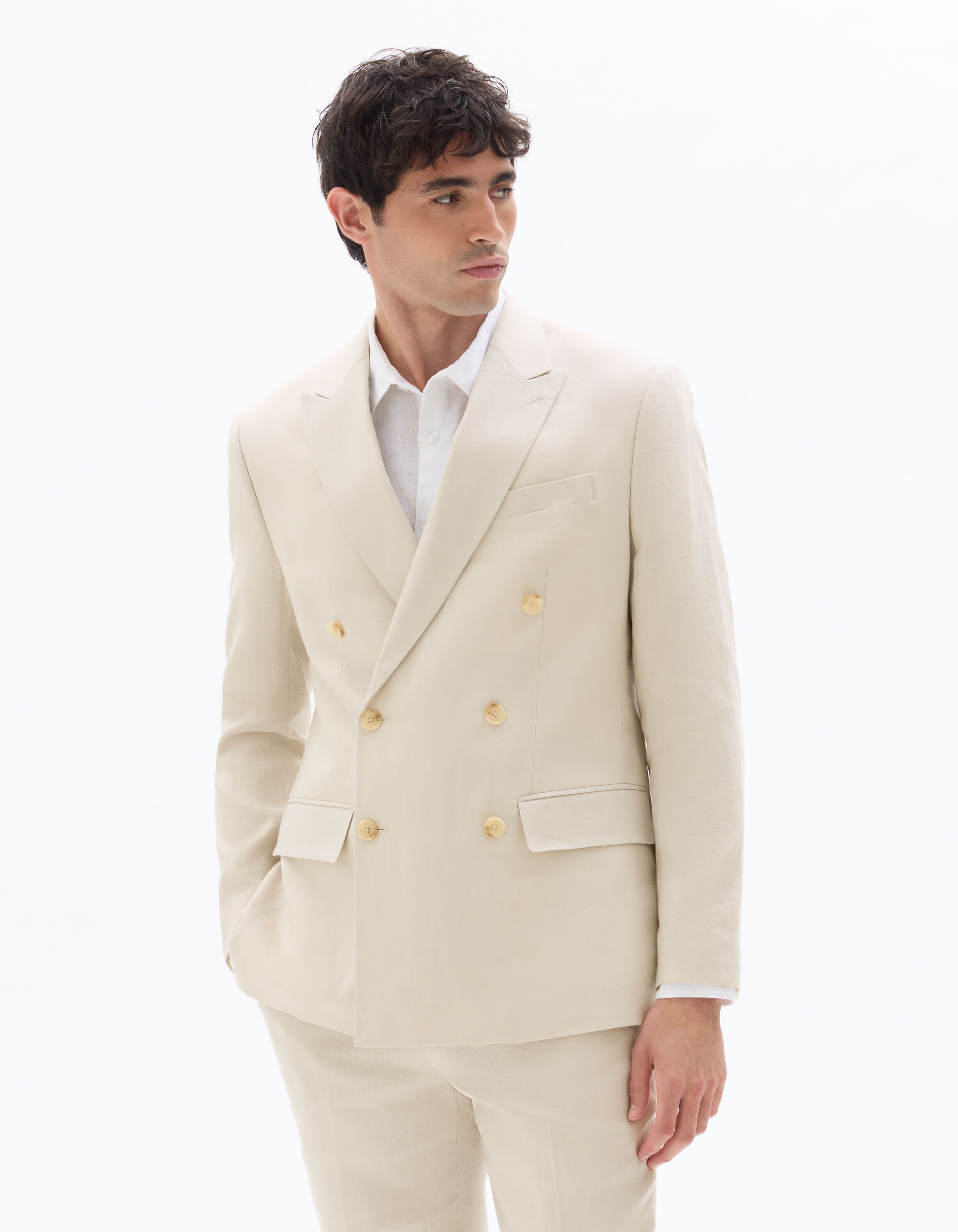 Blazer regular en lin - beige
