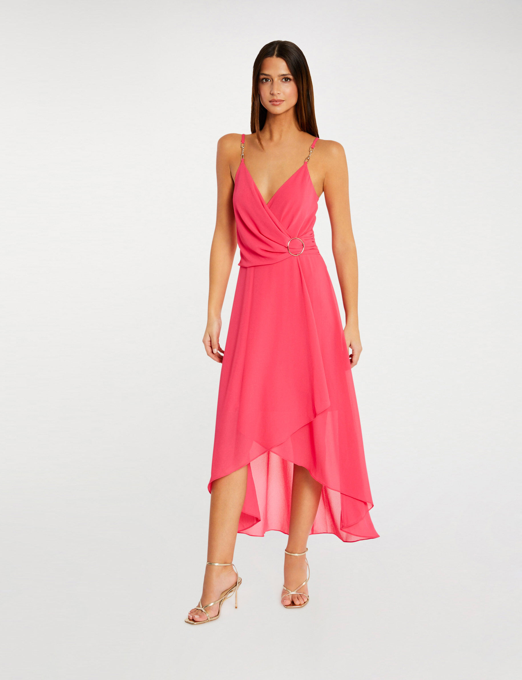 Robe mi-longue à fines bretelles rose moyen femme - rose_moyen