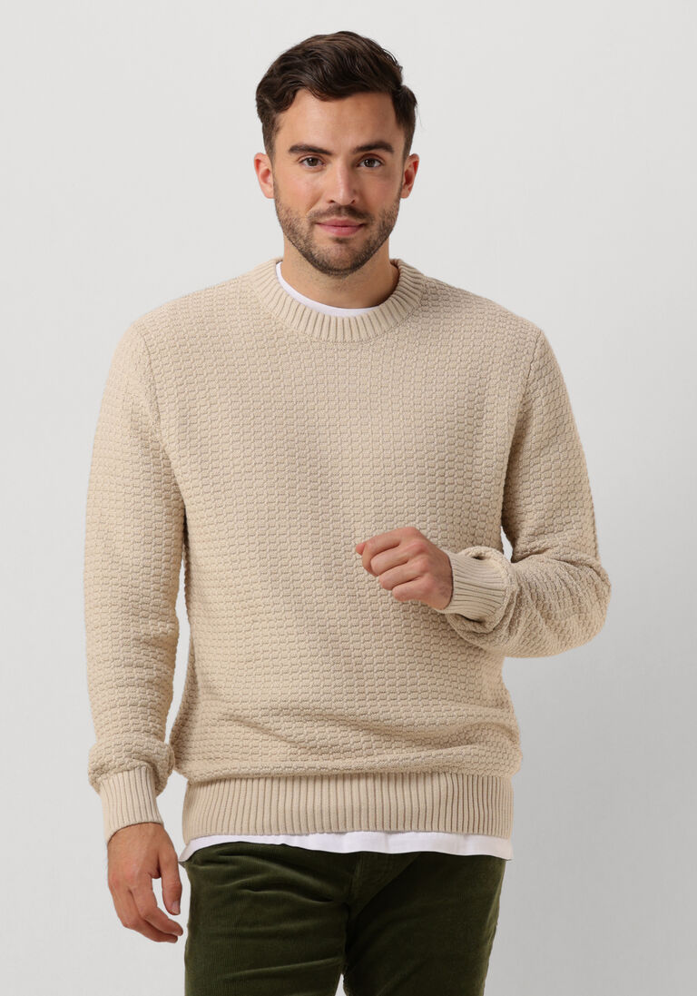 SELECTED HOMME beige selected homme trui slhthim ls knit structure crew