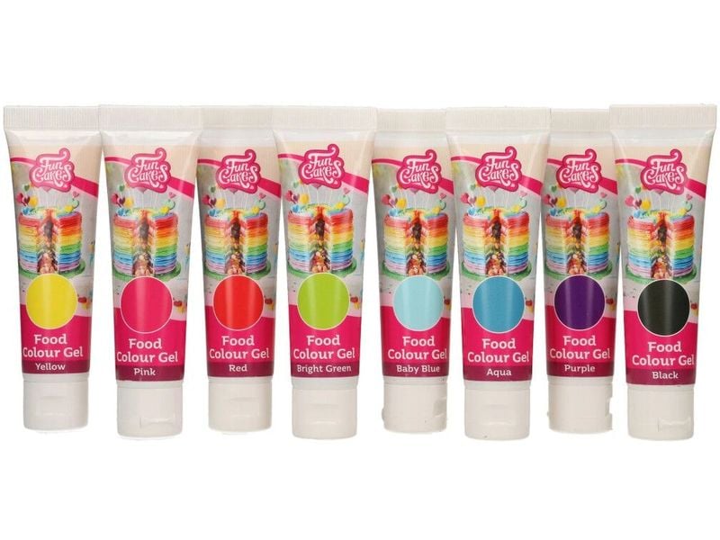 Funcakes Lebensmittelfarben-Set 8 Stück, mehrfarbig Set mit diversen Gelfarben