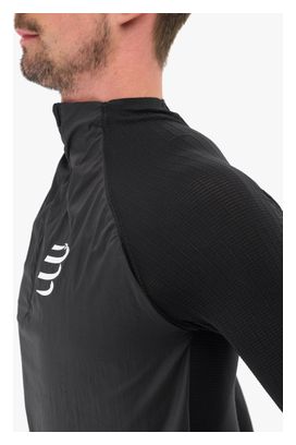 Maillot manches longues coupe-vent Compressport Hurricane Windproof 1/2 Zip Noir
