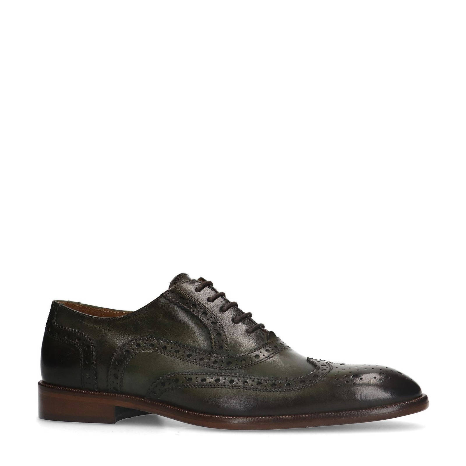 Manfield leren veterschoenen groen