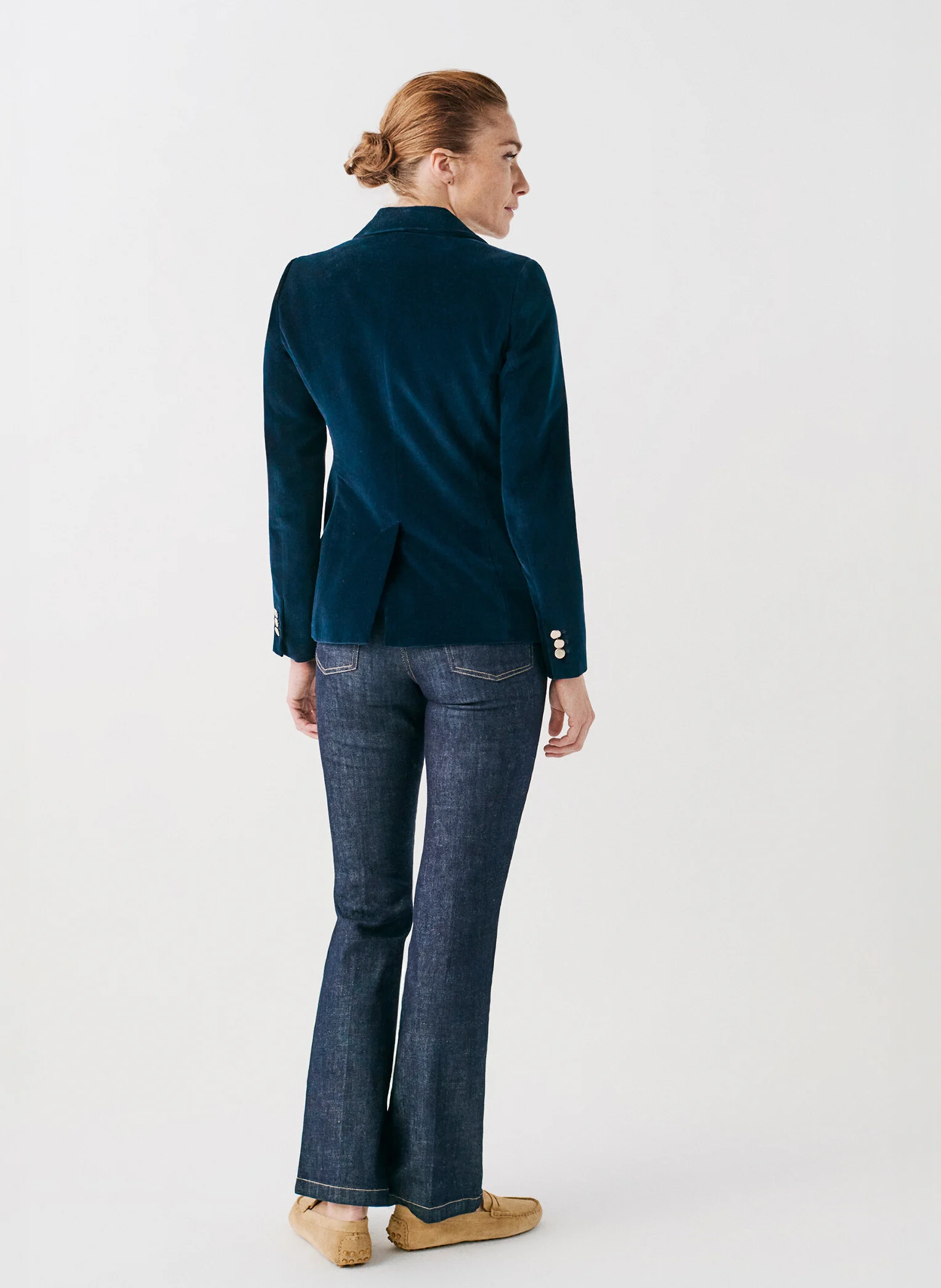 VAMBRE2 - Veste tailleur cintrée effet velours côtelé | Bleu