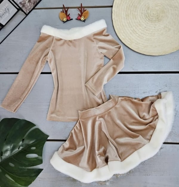 Snowflake velvet set - beige